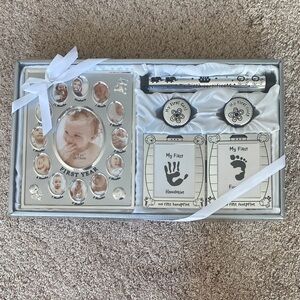 Charming Silver Baby Keepsake Frame Set